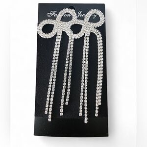 Silver Rhinestone Dangle Earrings